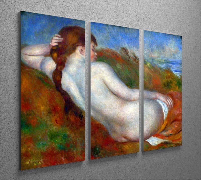 Reclining nude by Renoir 3 Split Panel Canvas Print - Canvas Art Rocks - 2