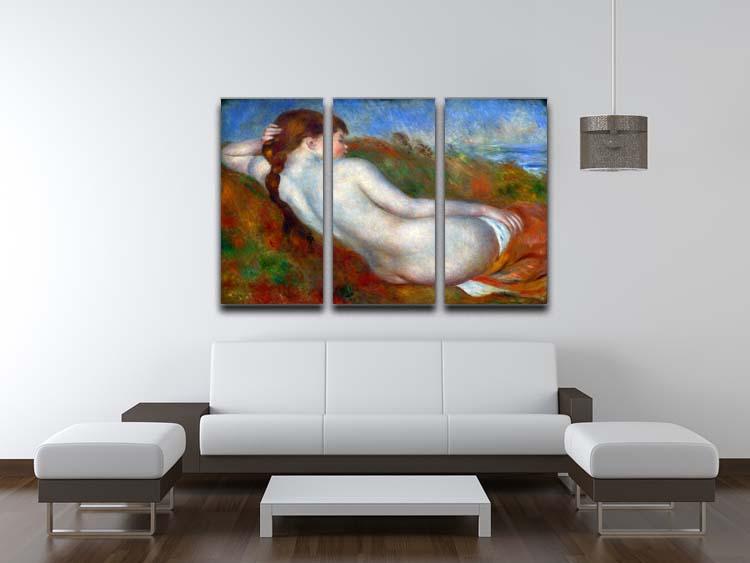 Reclining nude by Renoir 3 Split Panel Canvas Print - Canvas Art Rocks - 3