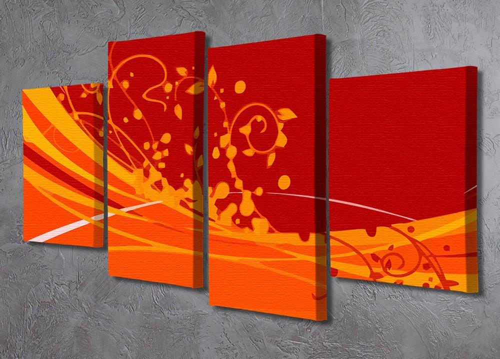 Red Abstract 4 Split Panel Canvas - Canvas Art Rocks - 2
