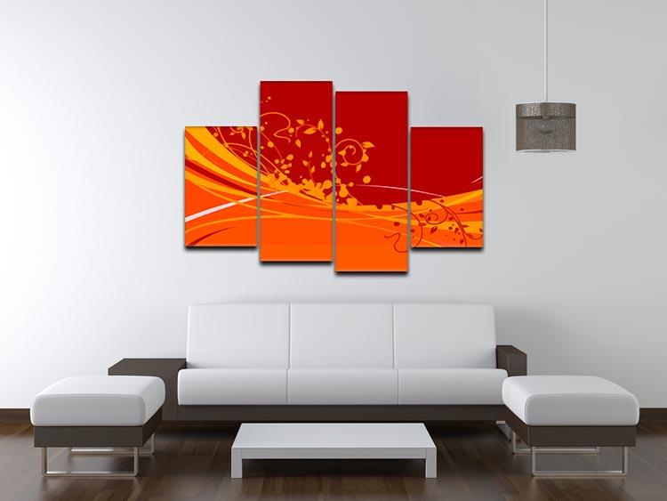 Red Abstract 4 Split Panel Canvas - Canvas Art Rocks - 3