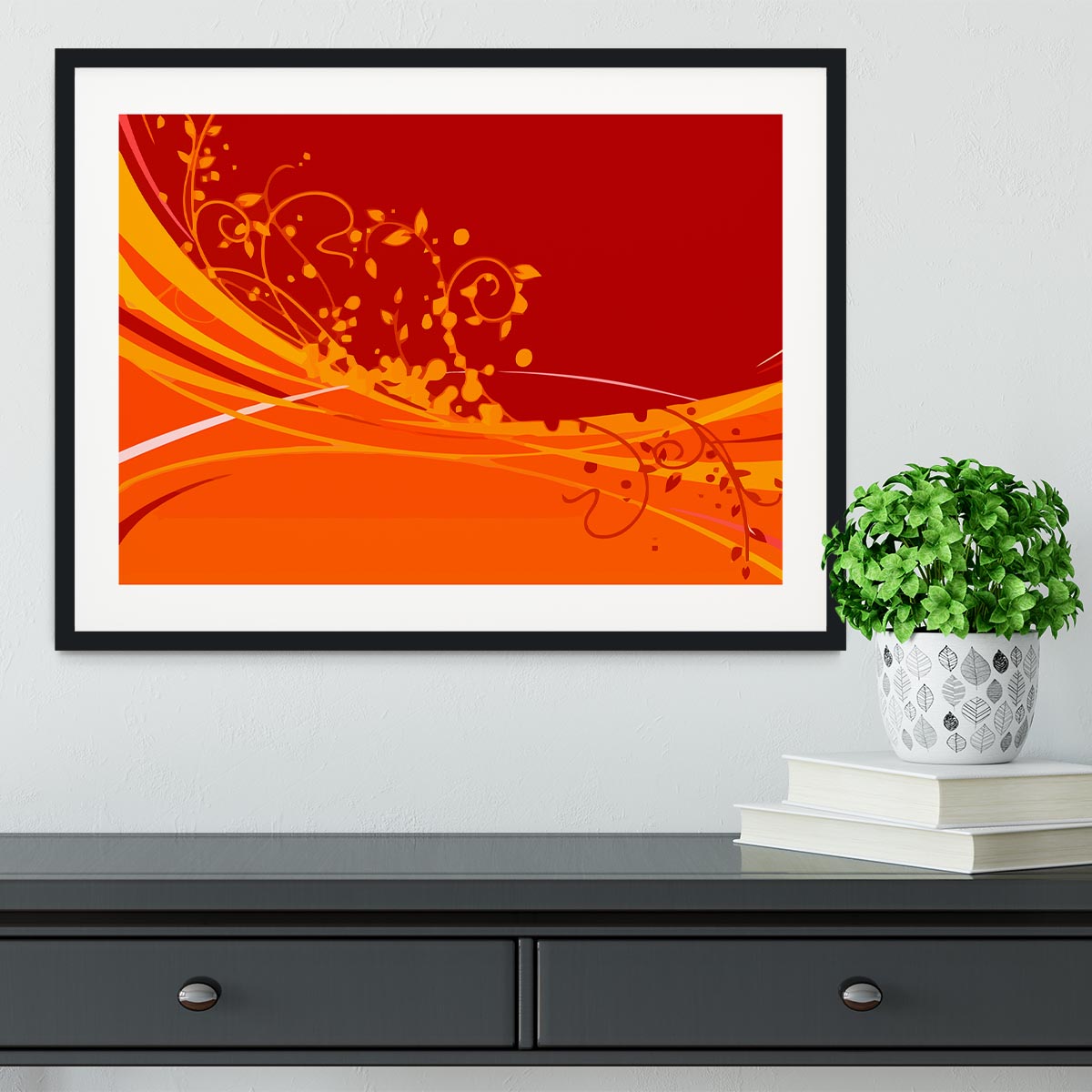 Red Abstract Framed Print - Canvas Art Rocks - 1
