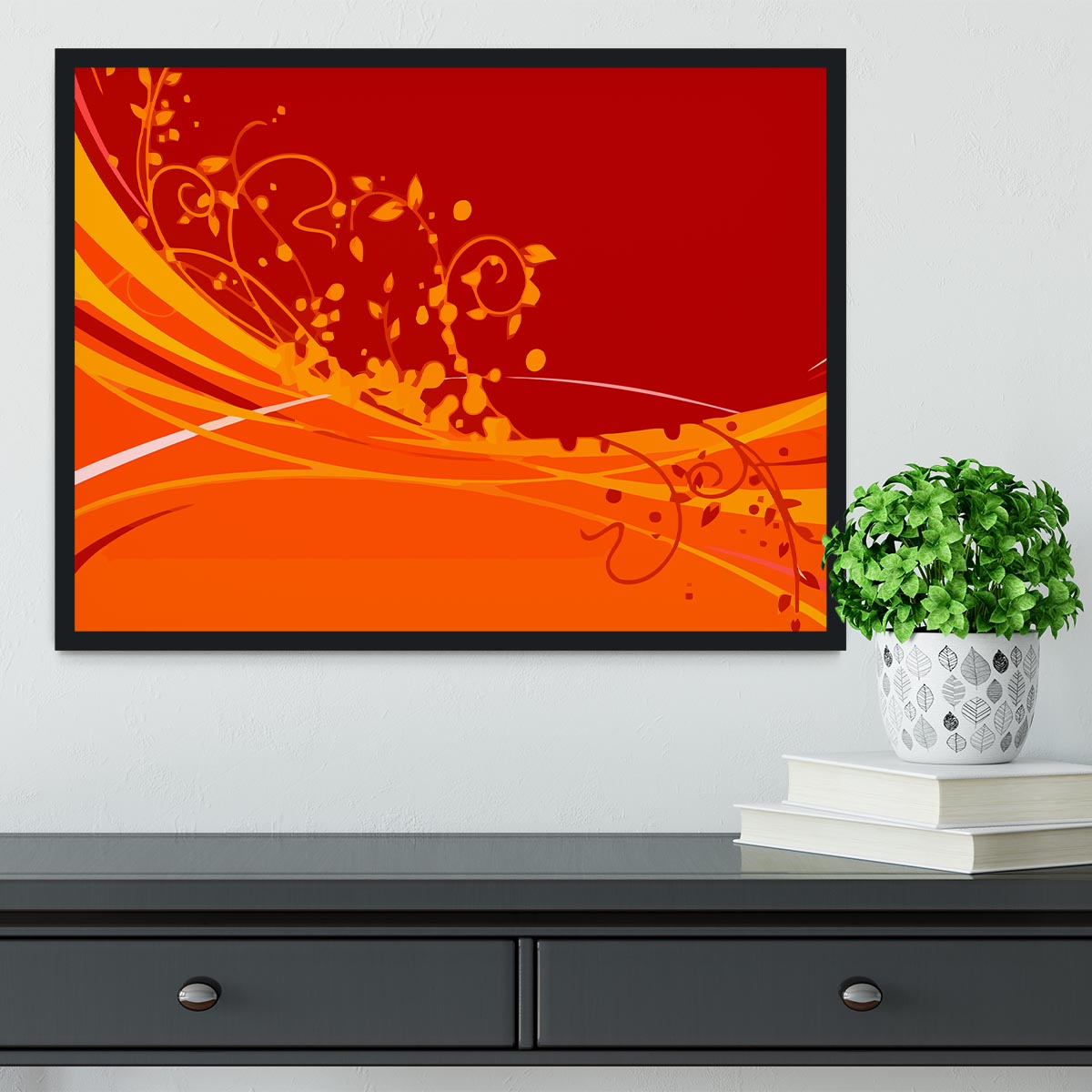 Red Abstract Framed Print - Canvas Art Rocks - 2