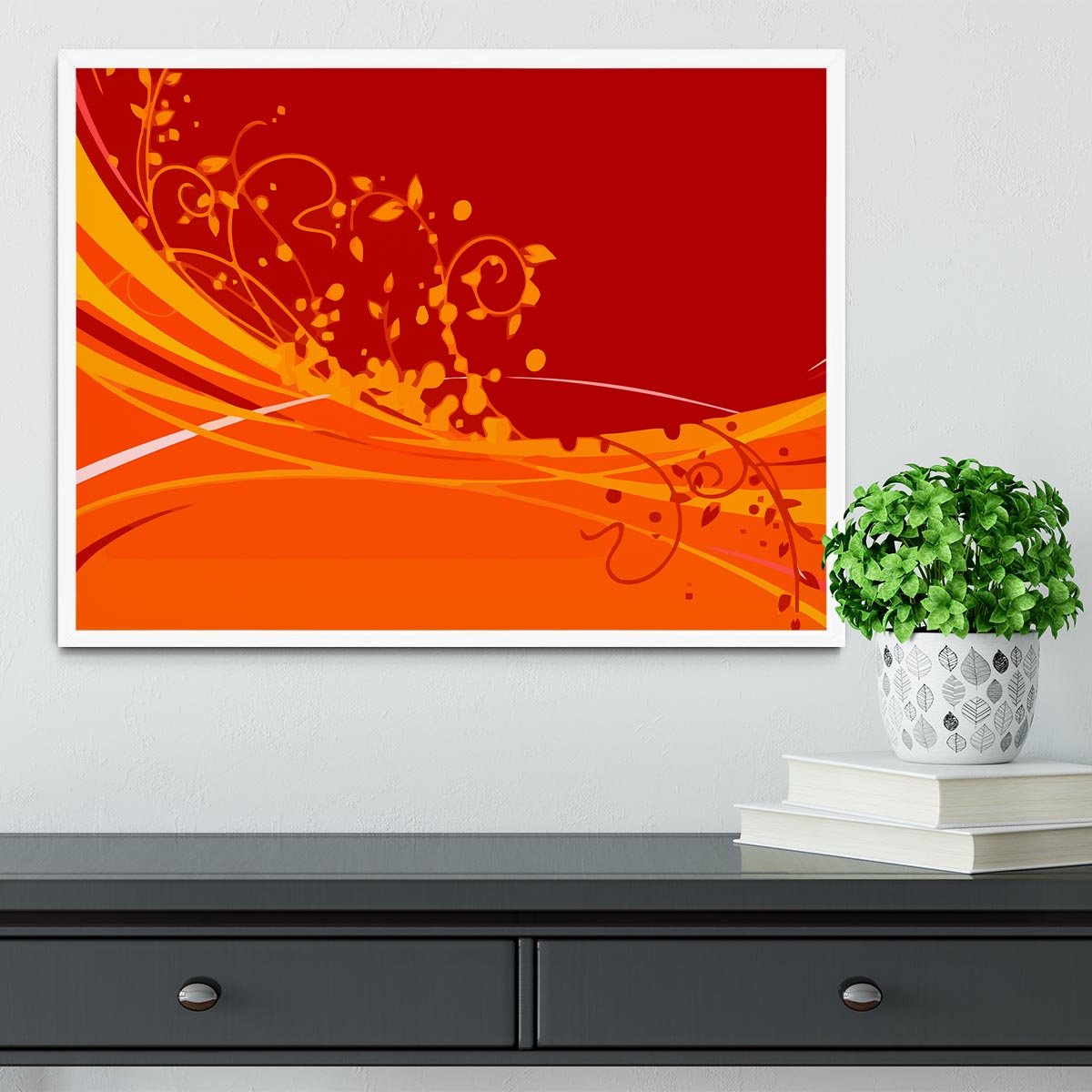 Red Abstract Framed Print - Canvas Art Rocks -6
