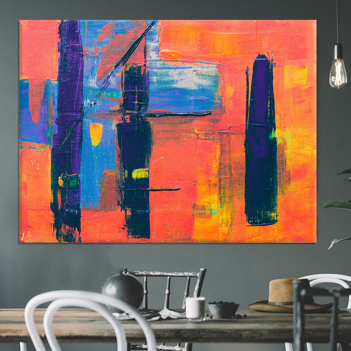 Red And Blue Abstract Painting Canvas Print or Poster - Canvas Art Rocks - 3
