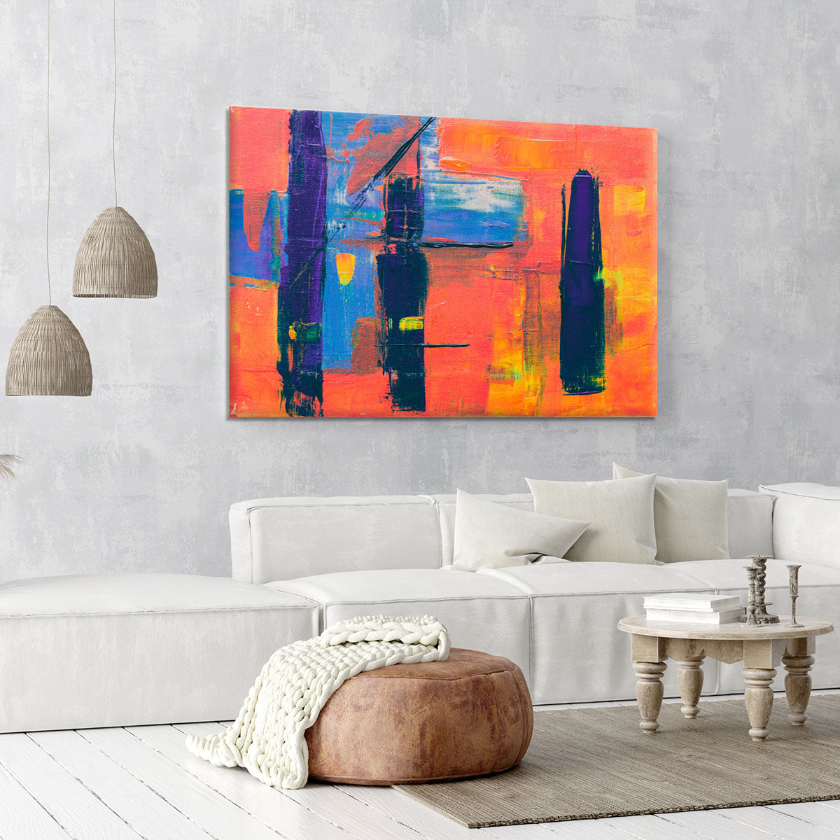 Red And Blue Abstract Painting Canvas Print or Poster - Canvas Art Rocks - 6
