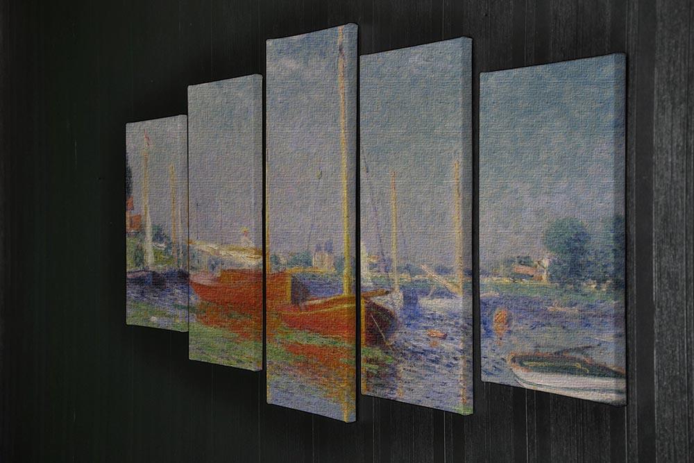 Red Boats at Argenteuil by Monet 5 Split Panel Canvas - Canvas Art Rocks - 2