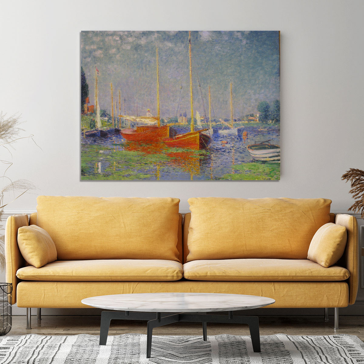 Red Boats at Argenteuil by Monet Canvas Print or Poster - Canvas Art Rocks - 4