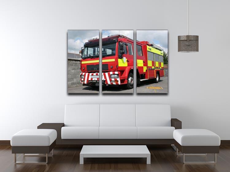 Red British fire engine 3 Split Panel Canvas Print - Canvas Art Rocks - 3