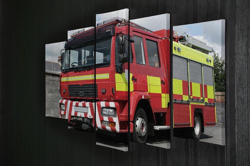 Red British fire engine 5 Split Panel Canvas  - Canvas Art Rocks - 2