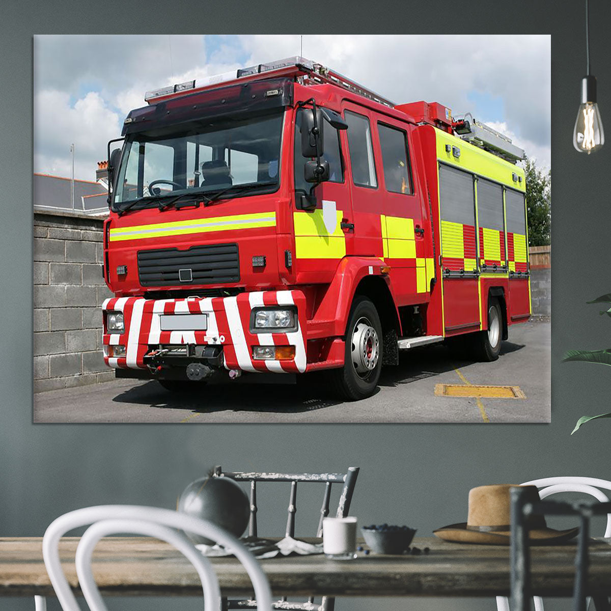 Red British fire engine Canvas Print or Poster - Canvas Art Rocks - 3
