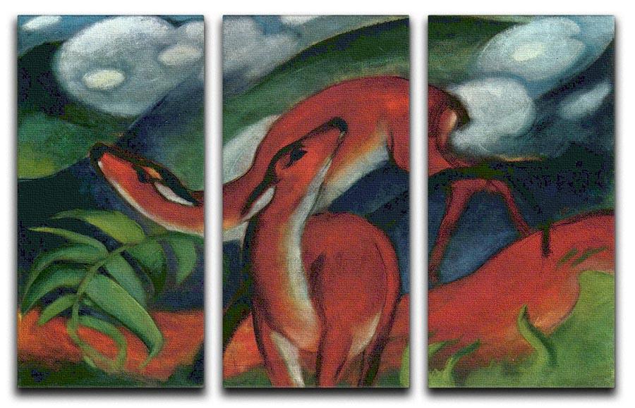 Red Deer II by Franz Marc 3 Split Panel Canvas Print - Canvas Art Rocks - 1