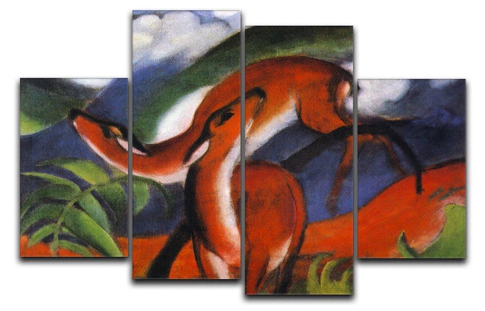 Red Deer II by Franz Marc 4 Split Panel Canvas  - Canvas Art Rocks - 1