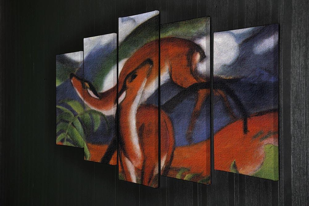 Red Deer II by Franz Marc 5 Split Panel Canvas - Canvas Art Rocks - 2