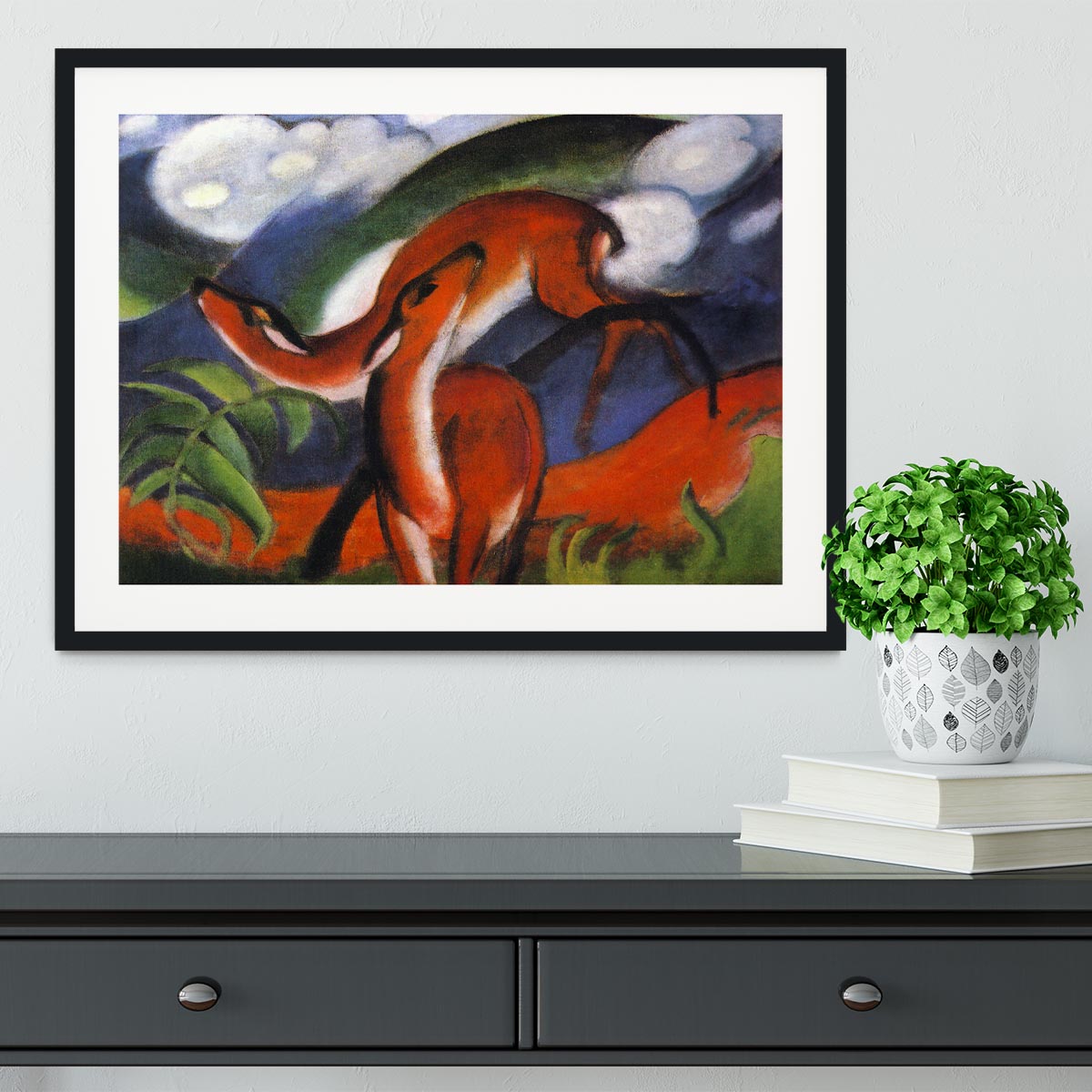 Red Deer II by Franz Marc Framed Print - Canvas Art Rocks - 1