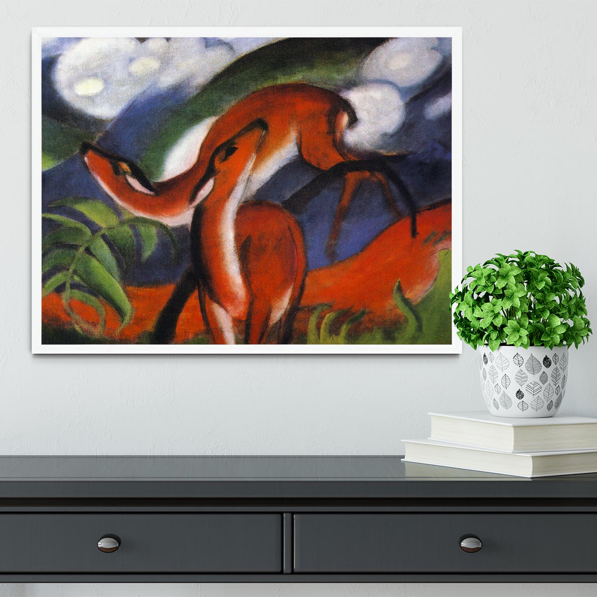 Red Deer II by Franz Marc Framed Print - Canvas Art Rocks -6