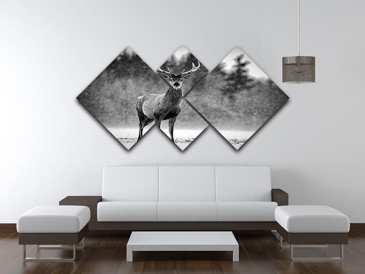 Red Deer Stag 4 Square Multi Panel Canvas - Canvas Art Rocks - 3