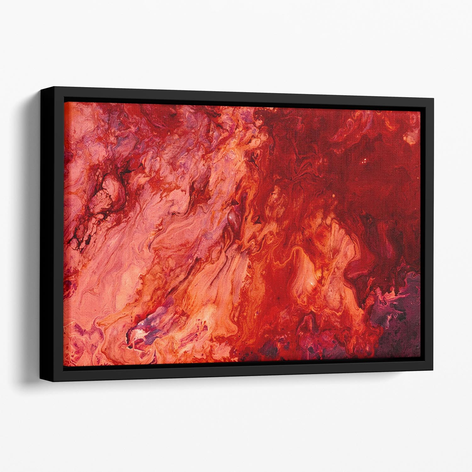 Red Flame Marble Floating Framed Canvas - Canvas Art Rocks - 1