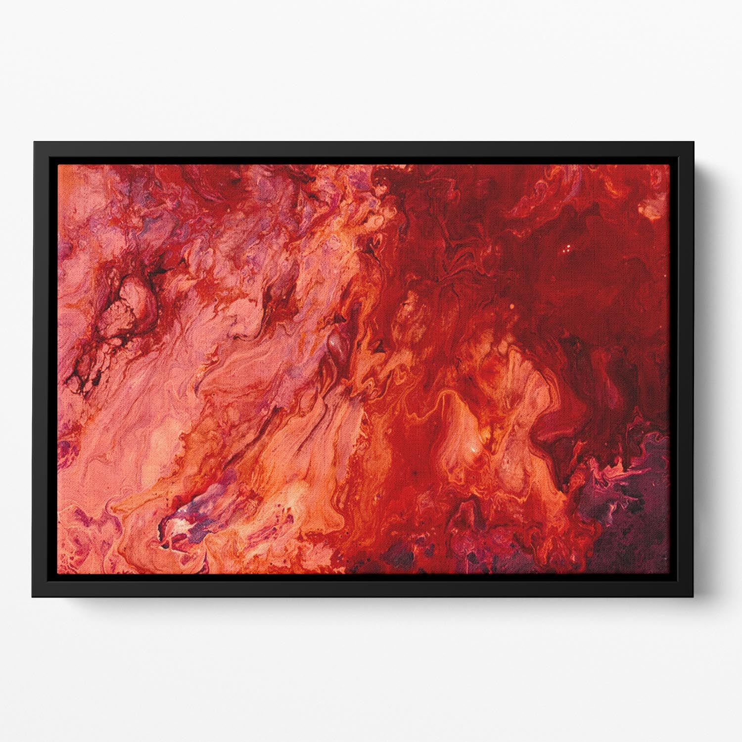 Red Flame Marble Floating Framed Canvas - Canvas Art Rocks - 2