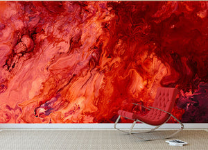 Red Flame Marble Wall Mural Wallpaper - Canvas Art Rocks - 2