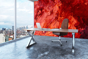 Red Flame Marble Wall Mural Wallpaper - Canvas Art Rocks - 3