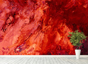 Red Flame Marble Wall Mural Wallpaper - Canvas Art Rocks - 4