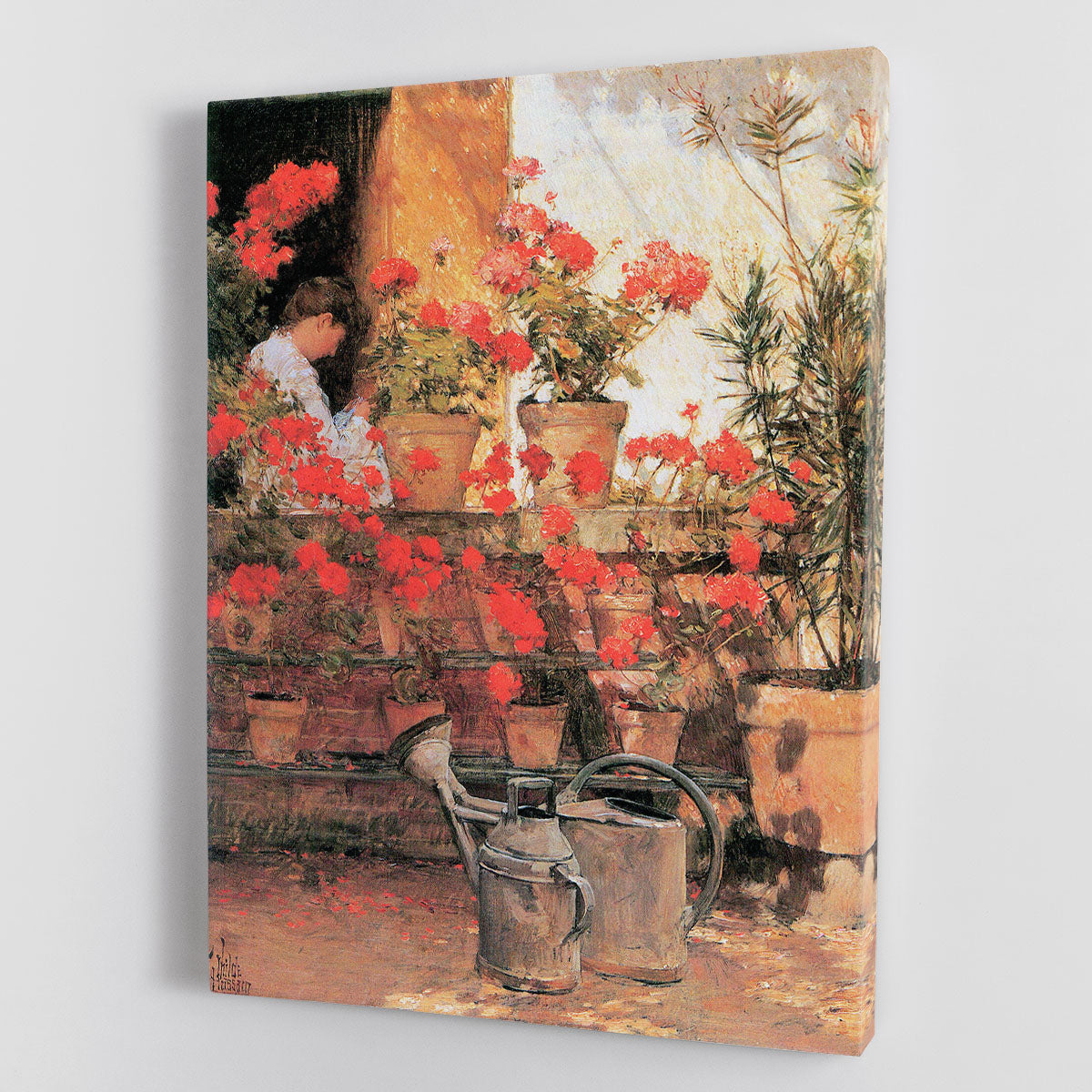 Red Geraniums by Hassam Canvas Print or Poster - Canvas Art Rocks - 1