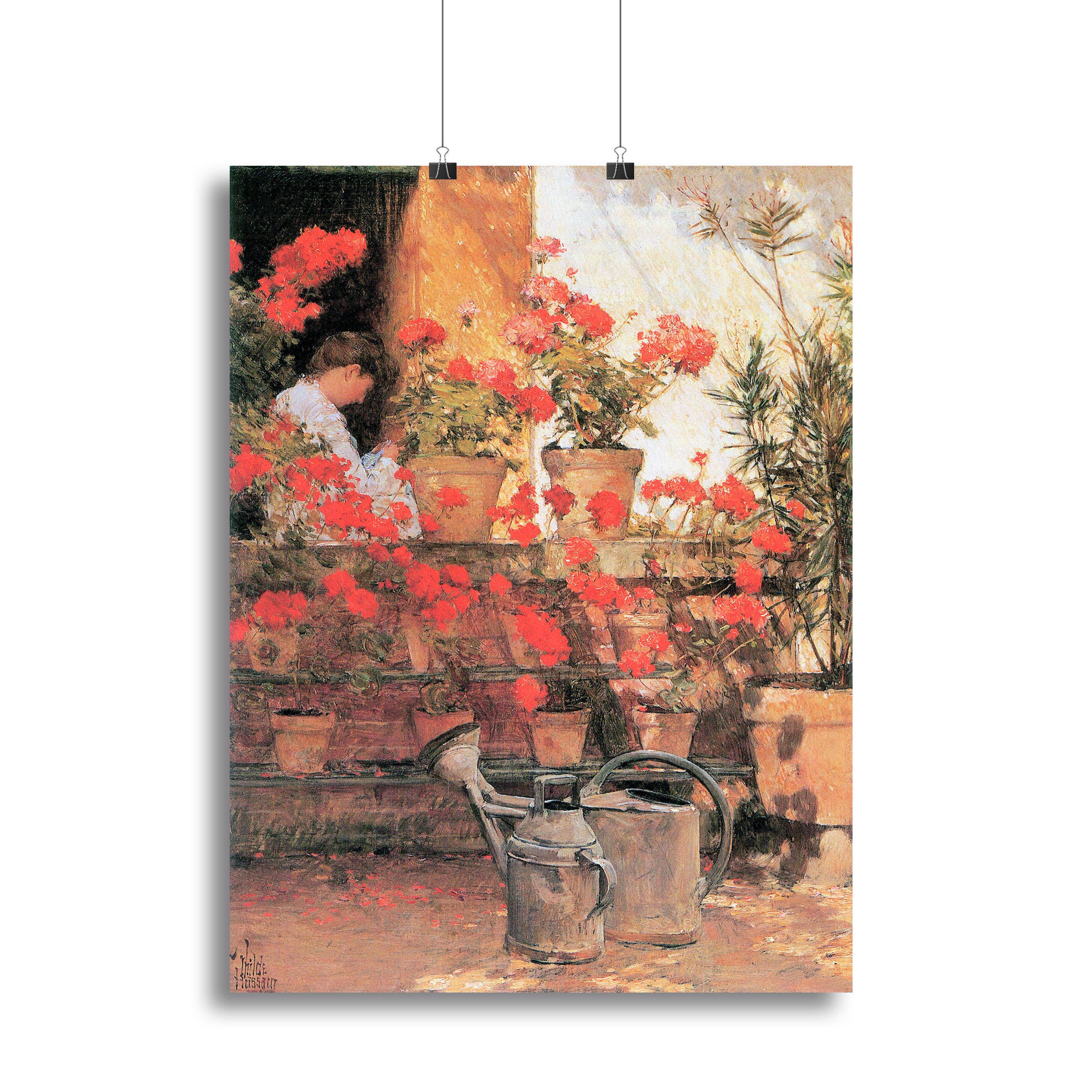 Red Geraniums by Hassam Canvas Print or Poster - Canvas Art Rocks - 2