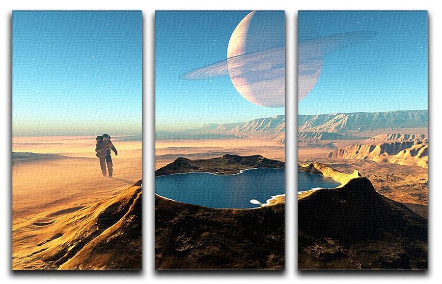 Red Planet Mars Space Walk 3 Split Panel Canvas Print - Canvas Art Rocks - 1