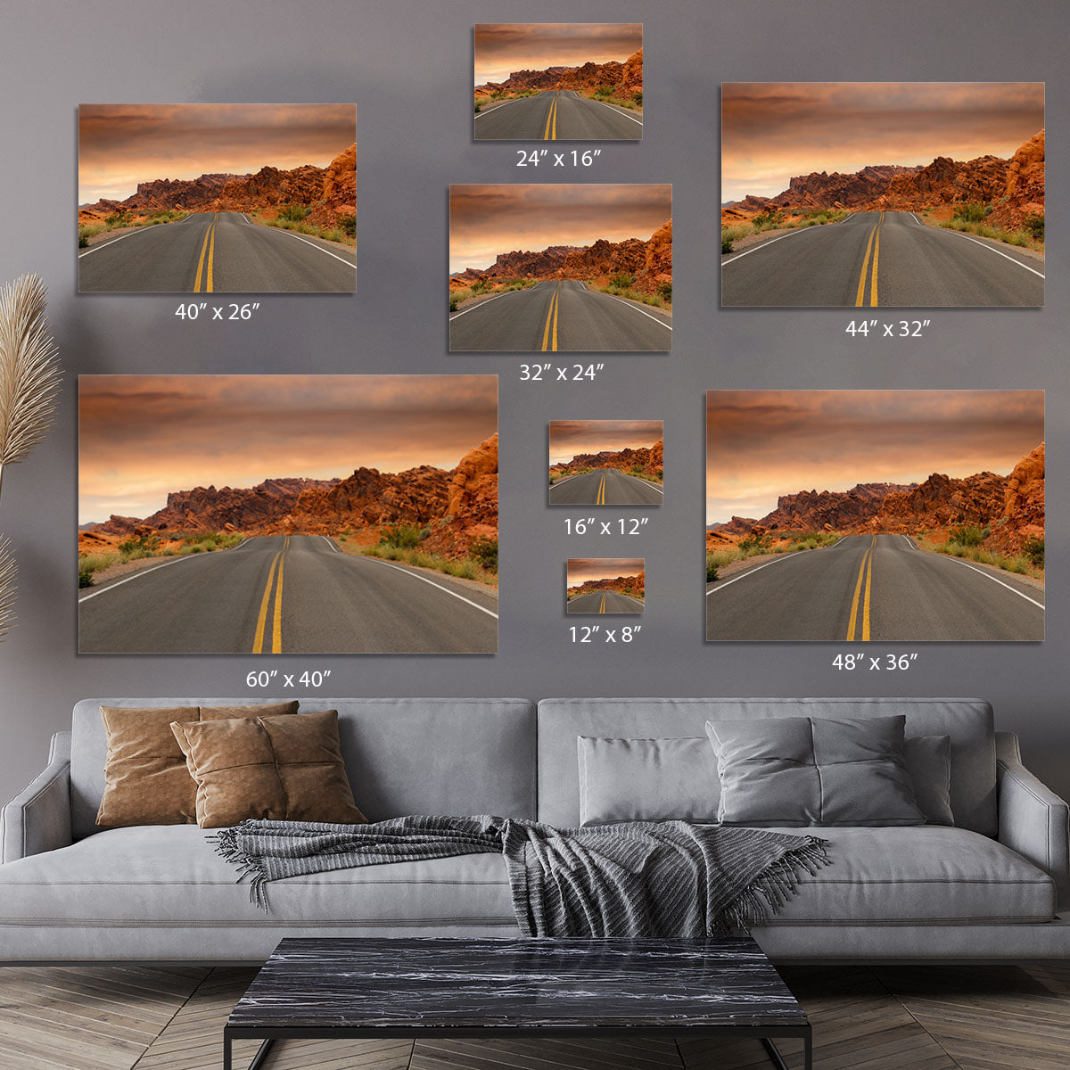 Red Sunset Mountains Canvas Print or Poster - Canvas Art Rocks - 7