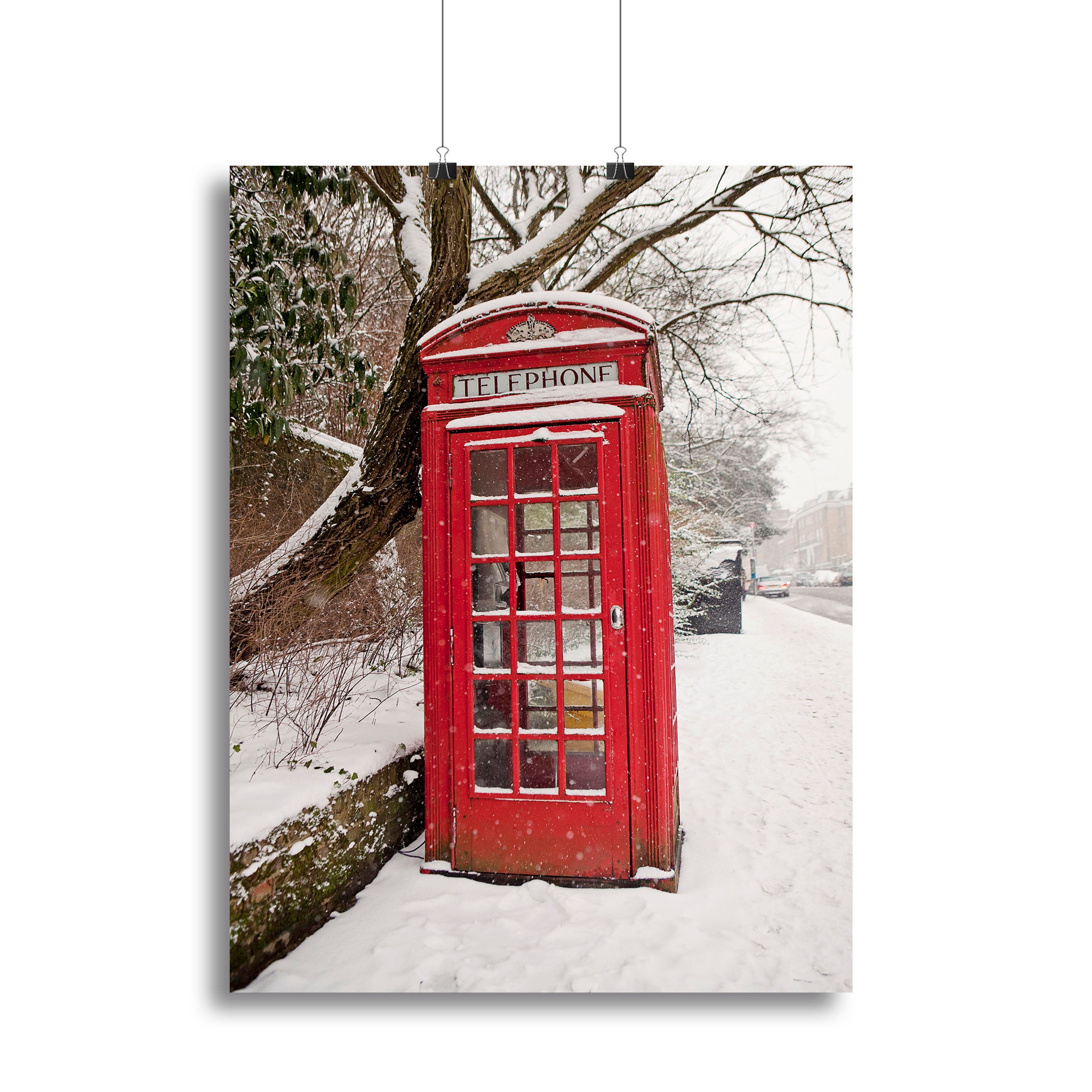 Red Telephone Box in the Snow Canvas Print or Poster - Canvas Art Rocks - 2