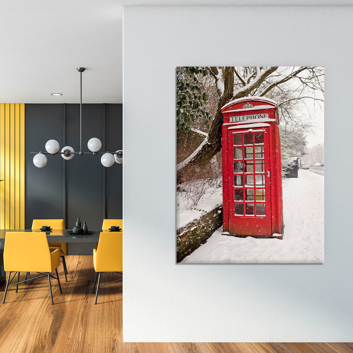 Red Telephone Box in the Snow Canvas Print or Poster - Canvas Art Rocks - 4