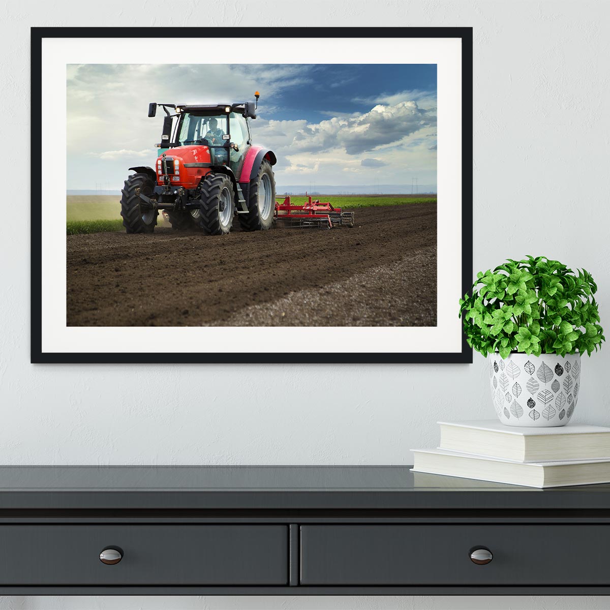 Red Tractor Framed Print - Canvas Art Rocks - 1