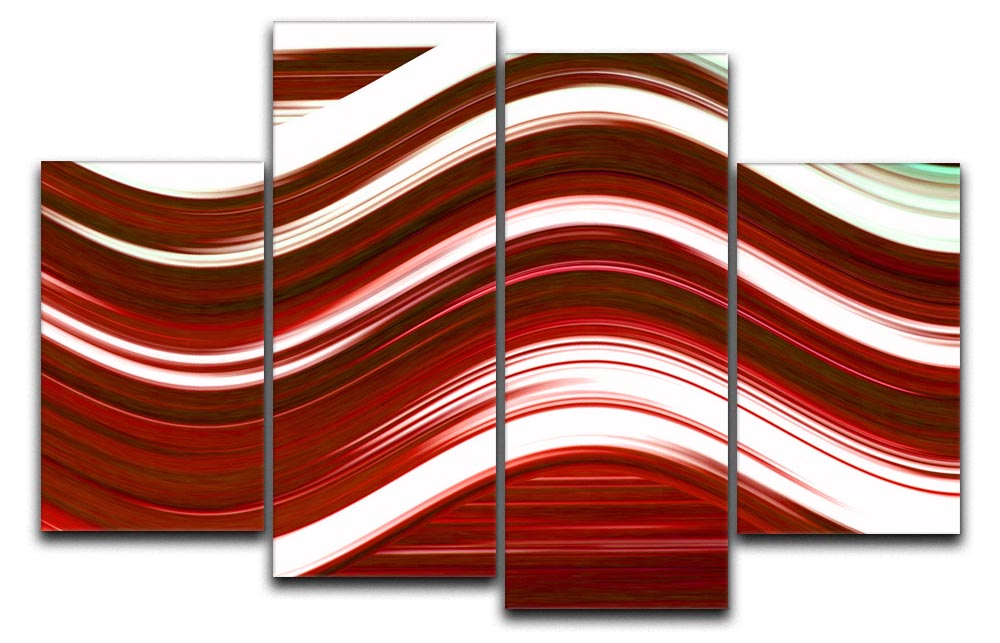 Red Wave 4 Split Panel Canvas - Canvas Art Rocks - 1