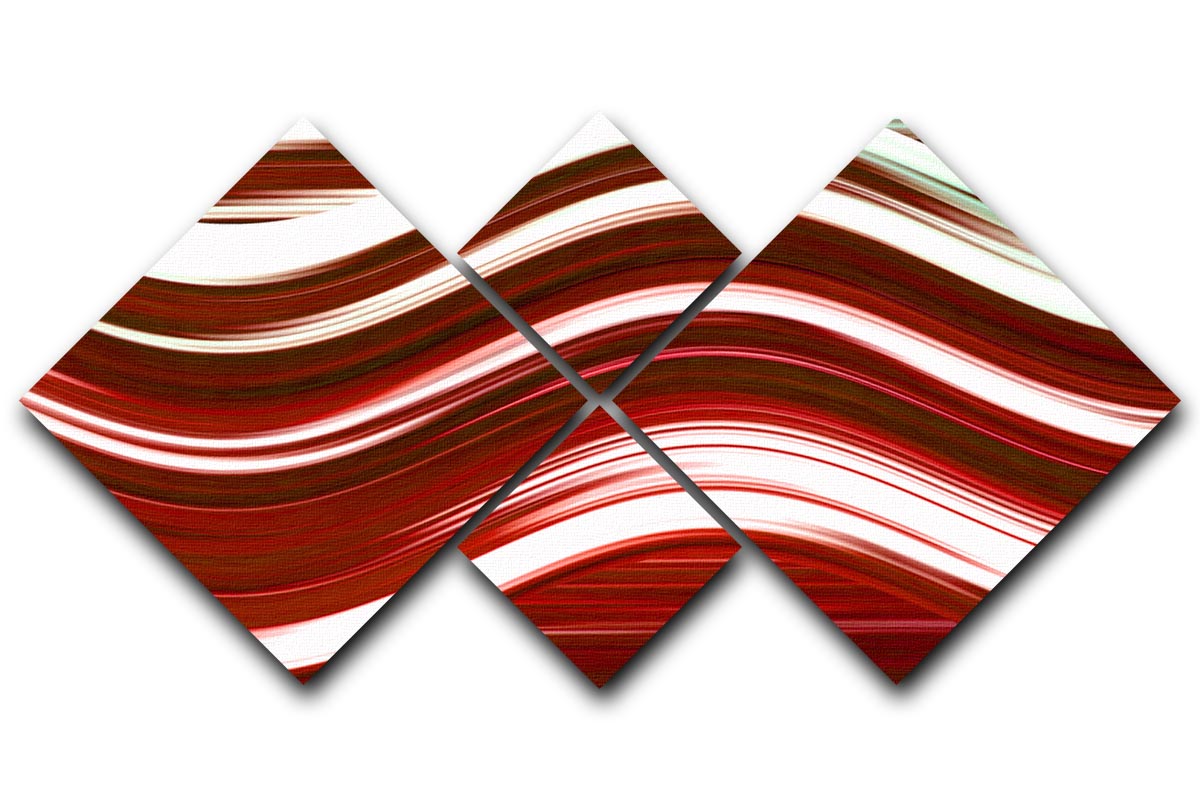Red Wave 4 Square Multi Panel Canvas - Canvas Art Rocks - 1