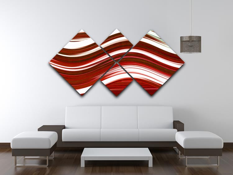 Red Wave 4 Square Multi Panel Canvas - Canvas Art Rocks - 3