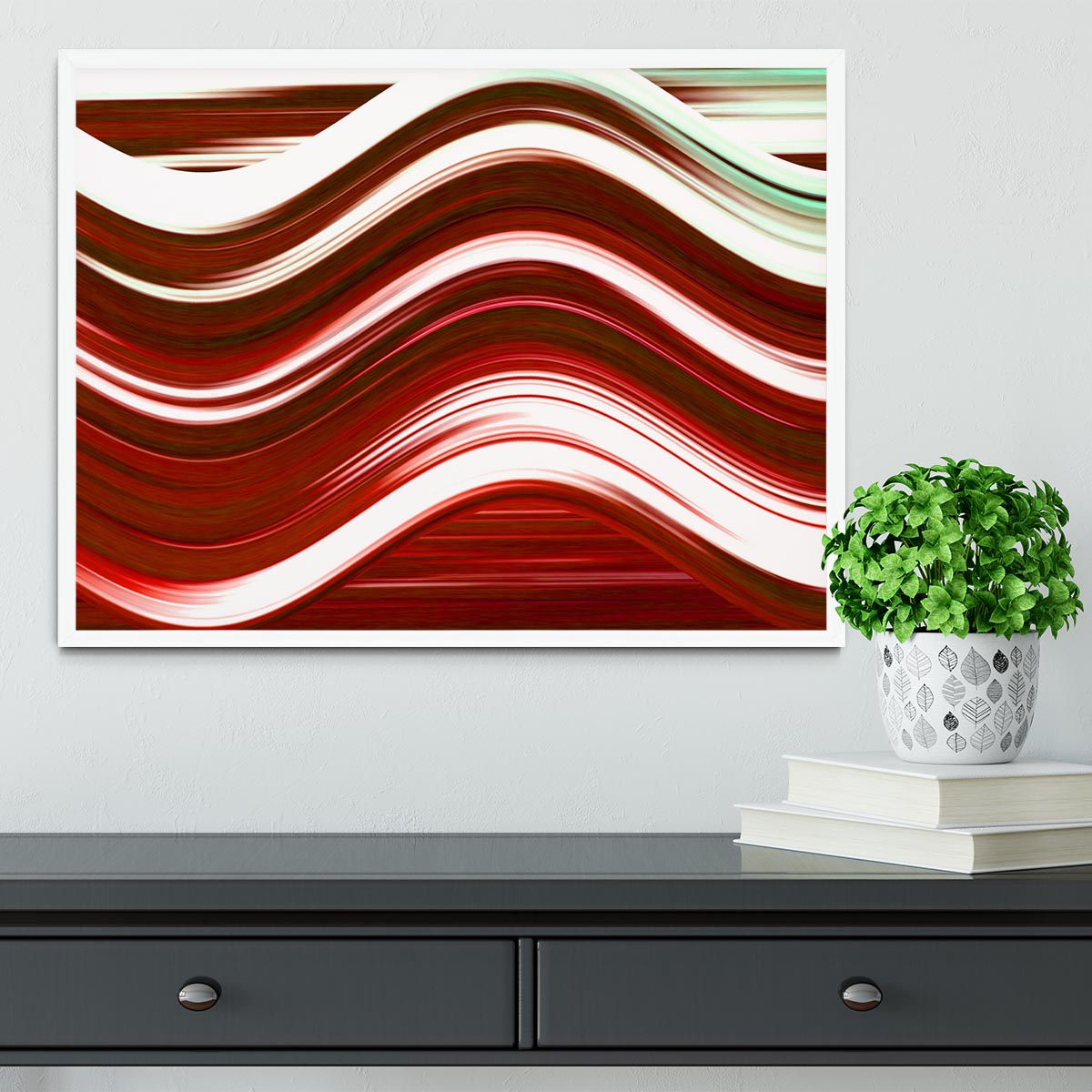 Red Wave Framed Print - Canvas Art Rocks -6