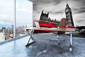 Red buses in motion and Big Ben Wall Mural Wallpaper - Canvas Art Rocks - 3