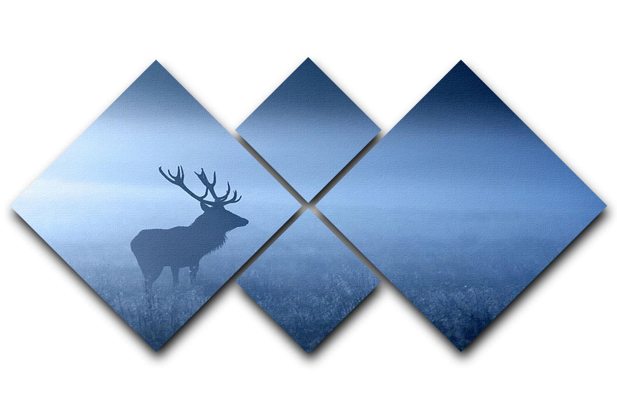 Red deer stag silhouette 4 Square Multi Panel Canvas - Canvas Art Rocks - 1