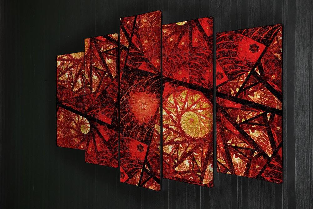 Red fiery glowing spiral 5 Split Panel Canvas  - Canvas Art Rocks - 2