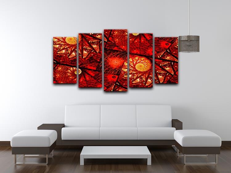 Red fiery glowing spiral 5 Split Panel Canvas  - Canvas Art Rocks - 3