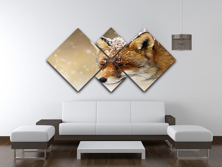 Red fox winter portrait 4 Square Multi Panel Canvas - Canvas Art Rocks - 3