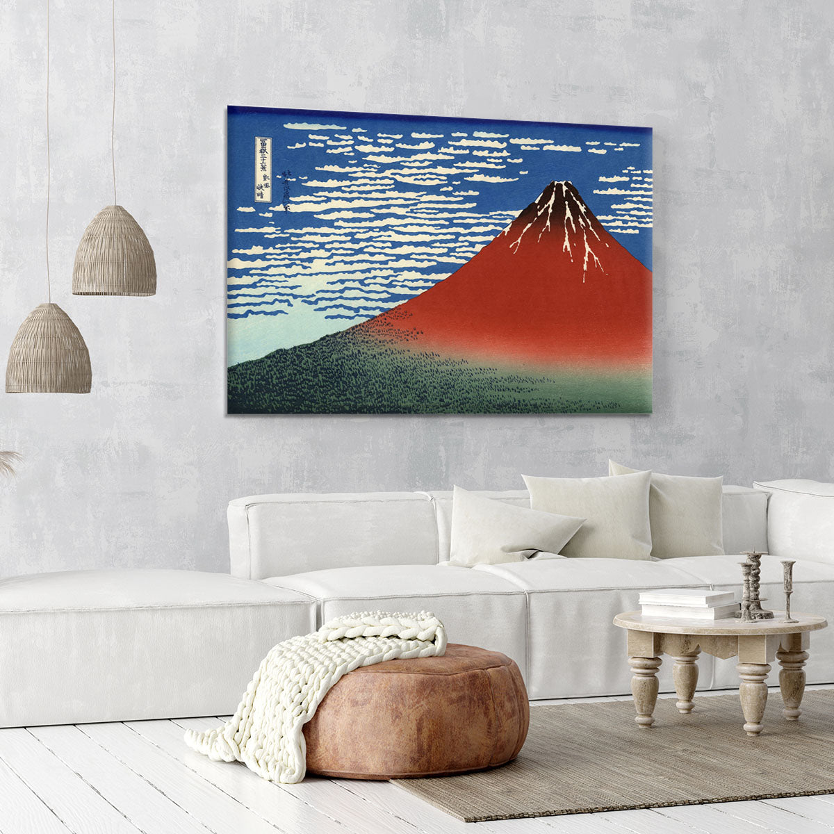 Red southern wind on Fiji on a clear morning by Hokusai Canvas Print or Poster - Canvas Art Rocks - 6