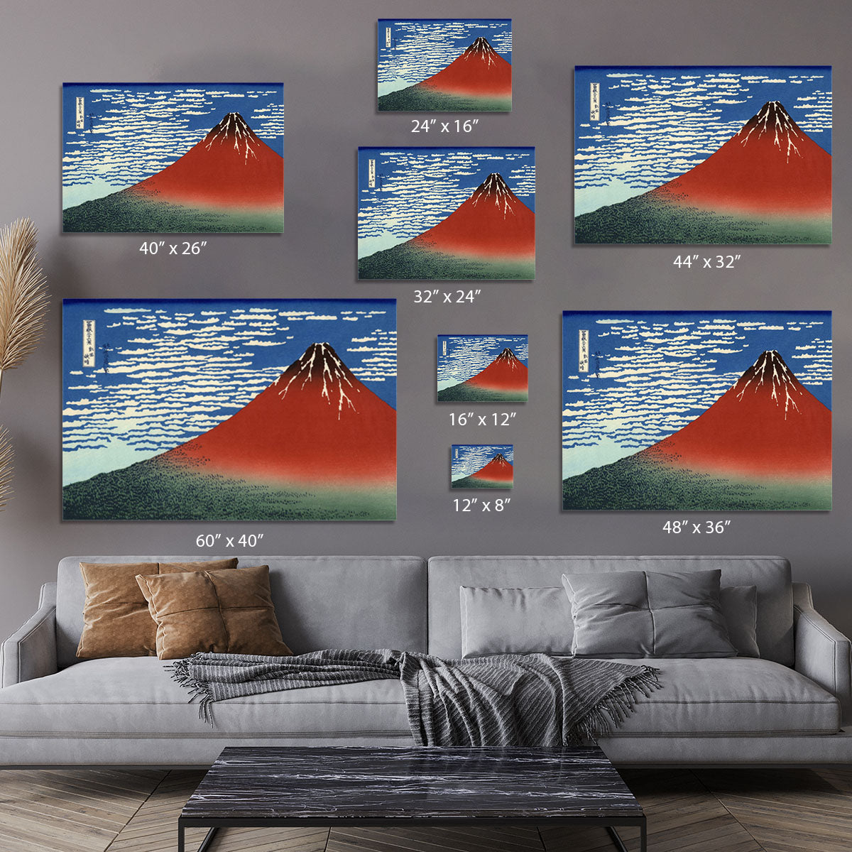 Red southern wind on Fiji on a clear morning by Hokusai Canvas Print or Poster - Canvas Art Rocks - 7