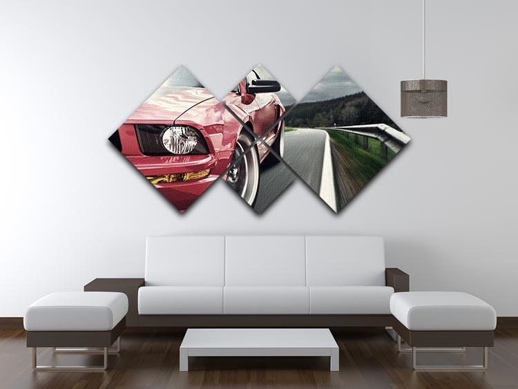 Red sport car 4 Square Multi Panel Canvas  - Canvas Art Rocks - 3