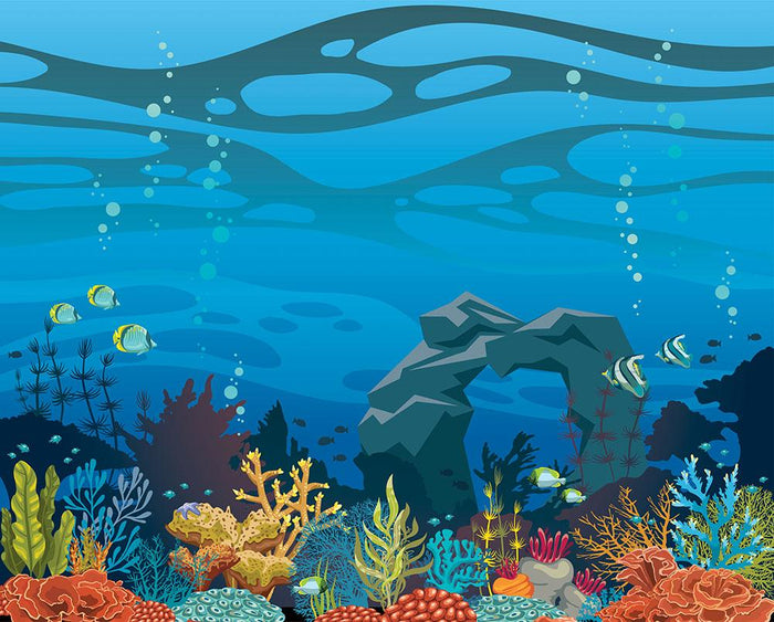 Reef with fish and stone arch Wall Mural Wallpaper