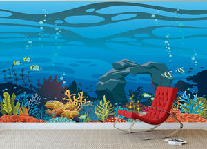 Reef with fish and stone arch Wall Mural Wallpaper - Canvas Art Rocks - 3