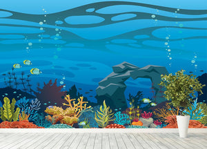 Reef with fish and stone arch Wall Mural Wallpaper - Canvas Art Rocks - 4