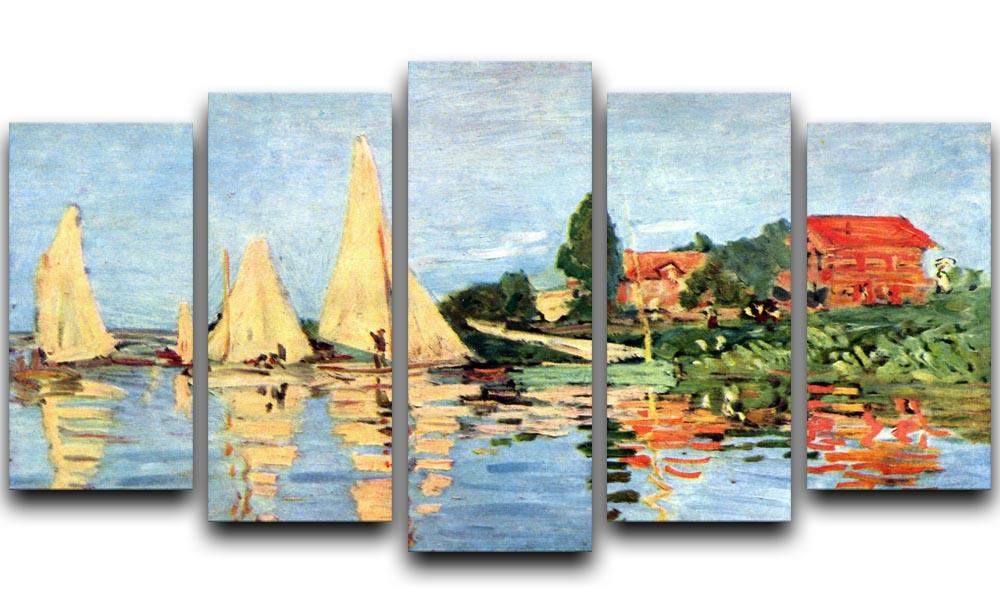 Regatta at Argenteuil by Monet 5 Split Panel Canvas  - Canvas Art Rocks - 1