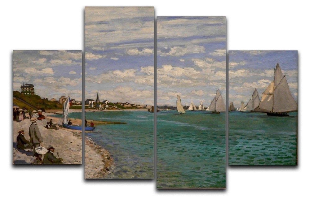 Regatta at St. Adresse by Monet 4 Split Panel Canvas  - Canvas Art Rocks - 1
