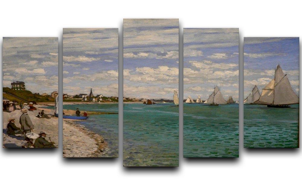 Regatta at St. Adresse by Monet 5 Split Panel Canvas  - Canvas Art Rocks - 1